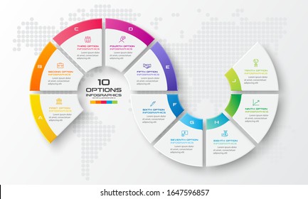 Timeline infographic template,Business concept with 10 options,Vector illustration.