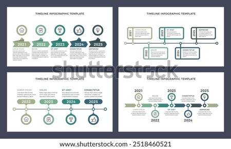 Timeline infographic templates with four and five events or milestones, presentation slides, vector eps10 illustration