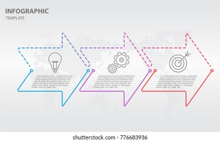 Timeline infographic thin line arrow design, 3 options. Vector EPS10