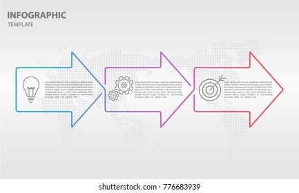 Timeline infographic thin line arrow design, 3 options. Vector EPS10