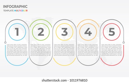 Timeline infographic thin line design, 5 process options.