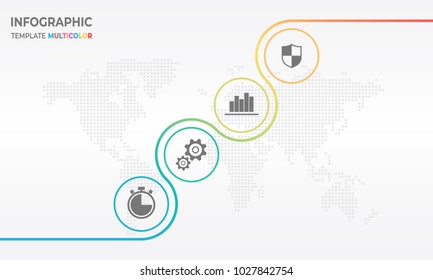 Timeline infographic thin line design, Circle 4 process options.