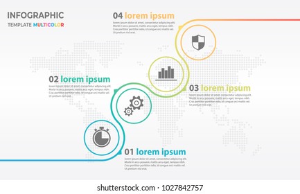 Timeline infographic thin line design, Circle 4 process options.