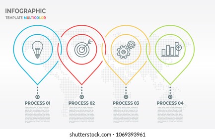 Timeline infographic thin line design,  4 process options.