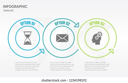 Timeline infographic thin line design, Circle 3 options.