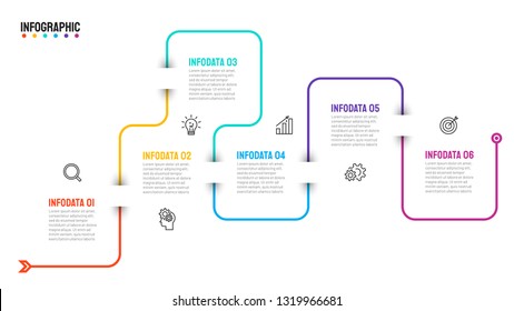 Timeline infographic thin line design with icons. Template for graph, diagram,
presentations. Business concept with 6 options, steps. Vector illustration.