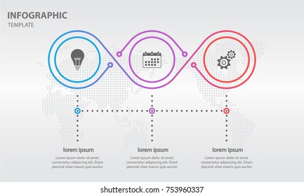 Timeline infographic thin line design, Circle 3 options.