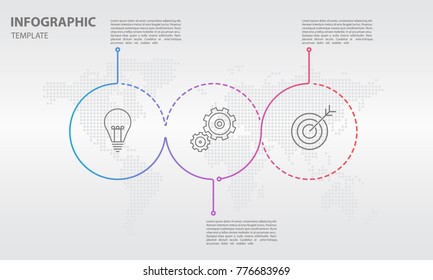 Timeline infographic thin line design, Circle 3 options.