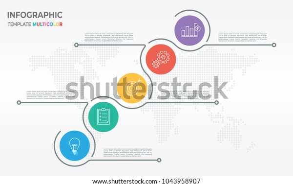 时间线信息图表细线设计 圈5 工艺选项 库存矢量图 免版税 1043958907