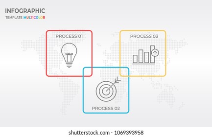 Timeline infographic thin line square design 3 options.