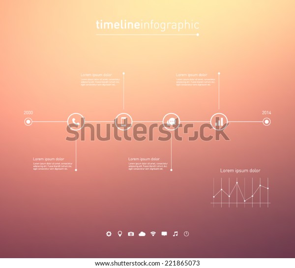 Timeline Infographic Unfocused Background Icons Set Stock Vector ...