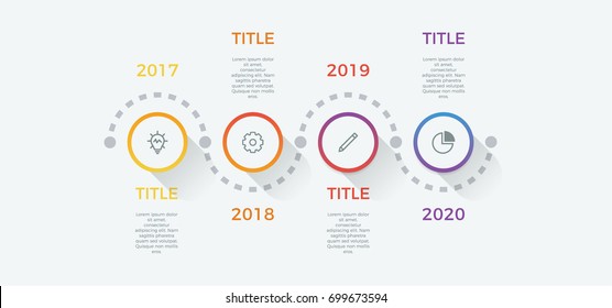 timeline infographic vector with 4 options, steps, circles, can be used for workflow, diagram, banner, process, business presentation, timeline, report. light theme.