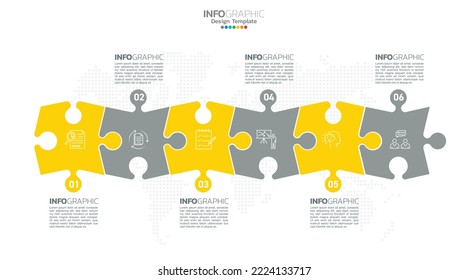 Timeline infographic vector with 6 steps can be used for workflow layout diagram annual report web design.