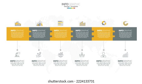 Timeline infographic vector with 6 steps can be used for workflow layout diagram annual report web design.