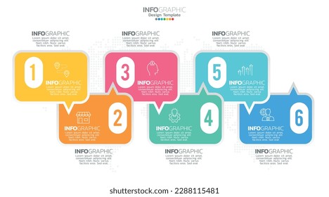 Timeline infographic vector with 6 steps can be used for workflow layout diagram annual report web design.