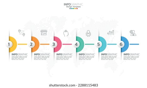 Timeline infographic vector with 6 steps can be used for workflow layout diagram annual report web design.