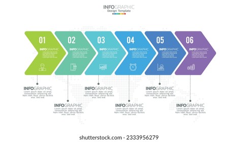 Timeline infographic vector with 6 steps can be used for workflow layout diagram annual report web design.