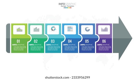 Timeline infographic vector with 6 steps can be used for workflow layout diagram annual report web design.