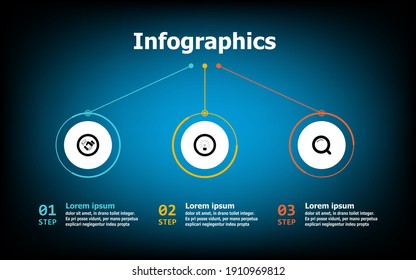 Timeline infographic vector design 3 element and number options. Presentation business infographic template with three options. Can be used for workflow layout, diagram, annual report, web design.