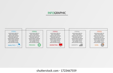 Timeline infographic vector design with 5 steps or processes for diagrams  graphs and business presentations.