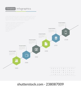  Infografía de la línea de tiempo.  Plantilla de ilustración de diseño de vectores.
