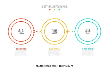 Timeline infographic vector design template. Business concept with 3 options or steps, marketing icons. Vector illustration.