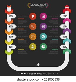Timeline Infographic, Vector design template. Black