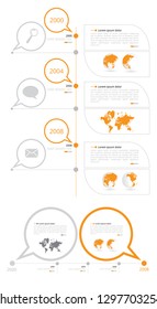 Timeline infographic vector elements with world map for business illustration.