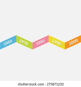 Timeline Infographic zigzag ribbon line. Template. Flat design. Vector illustration