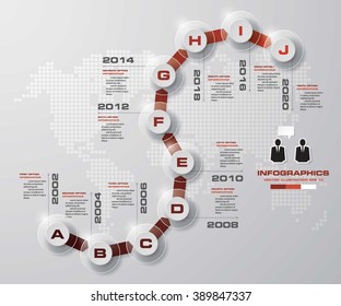 Timeline infographic10 steps vector design template. Can be used for workflow processes, banner, diagram, number options, timeline, work plan, web design. EPS10.