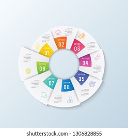Timeline infographic.Business data visualization. Vector infographics timeline design. Diagram with 8 steps, processes or options.can use for workflow layout, web design, diagram, annual report.