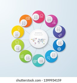 Timeline infographic.Business data visualization. Vector infographics timeline design. Diagram with 10 steps. Processes or options.can use for workflow layout, web design, diagram, annual report.