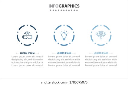 Timeline infographics with 3 options or 3 steps. Vector template. Can be used for process diagram, presentations, workflow layout, banner, flow chart, info graph.