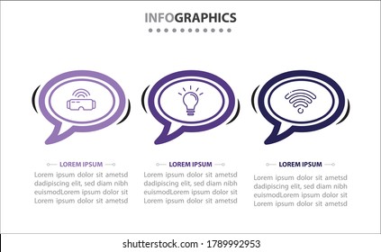Timeline infographics with 3 options or 3 steps. Vector template. Can be used for process diagram, presentations, workflow layout, banner, flow chart, info graph.