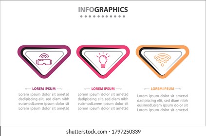 infografías de línea de tiempo con 3 opciones o 3 pasos. Plantilla de vectores. Se puede utilizar para el diagrama de procesos, presentaciones, diseño de flujo de trabajo, banner, diagrama de flujo, gráfico de información.