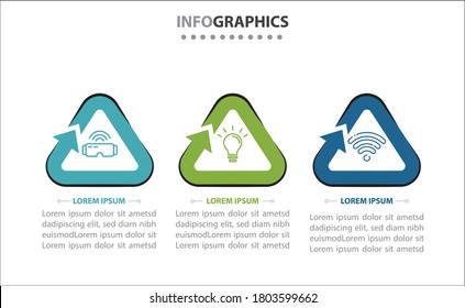 Timeline infographics with 3 options or 3 steps. Vector template. Can be used for process diagram, presentations, workflow layout, banner, flow chart, info graph.