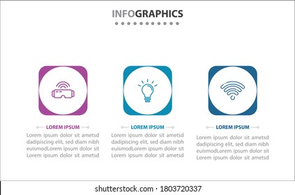 Timeline infographics with 3 options or 3 steps. Vector template. Can be used for process diagram, presentations, workflow layout, banner, flow chart, info graph.