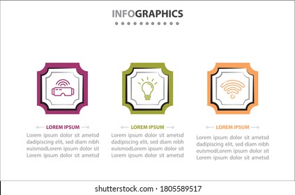 Timeline infographics with 3 options or 3 steps. Vector template. Can be used for process diagram, presentations, workflow layout, banner, flow chart, info graph.