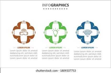 infografías de línea de tiempo con 3 opciones o 3 pasos. Plantilla de vectores. Se puede utilizar para el diagrama de procesos, presentaciones, diseño de flujo de trabajo, banner, diagrama de flujo, gráfico de información.