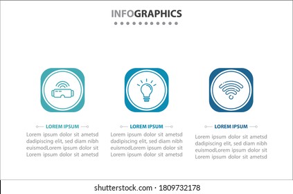 Infografiken der Zeitachse mit 3 Optionen oder 3 Schritten. Vektorvorlage. Kann für Prozessdiagramm, Präsentationen, Workflow-Layout, Banner, Flussdiagramm, Infografik verwendet werden.