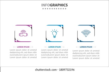 infografías de línea de tiempo con 3 opciones o 3 pasos. Plantilla de vectores. Se puede utilizar para el diagrama de procesos, presentaciones, diseño de flujo de trabajo, banner, diagrama de flujo, gráfico de información.
