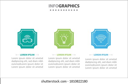 Timeline infographics with 3 options or 3 steps. Vector template. Can be used for process diagram, presentations, workflow layout, banner, flow chart, info graph.