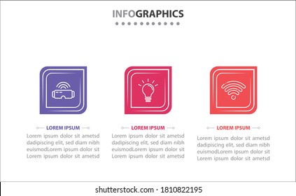 Timeline infographics with 3 options or 3 steps. Vector template. Can be used for process diagram, presentations, workflow layout, banner, flow chart, info graph.