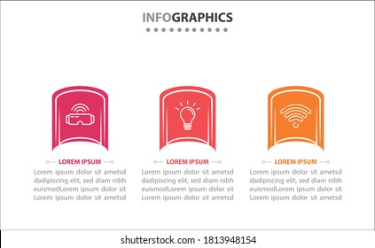Timeline infographics with 3 options or 3 steps. Vector template. Can be used for process diagram, presentations, workflow layout, banner, flow chart, info graph.