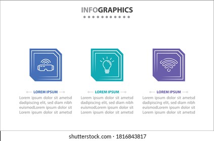 Timeline infographics with 3 options or 3 steps. Vector template. Can be used for process diagram, presentations, workflow layout, banner, flow chart, info graph.