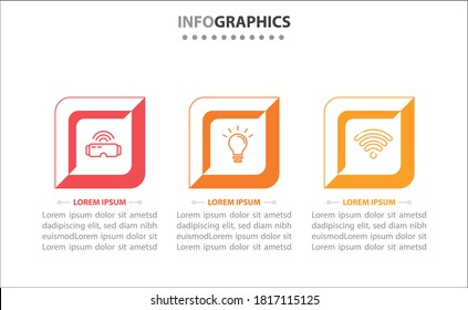 infografías de línea de tiempo con 3 opciones o 3 pasos. Plantilla de vectores. Se puede utilizar para el diagrama de procesos, presentaciones, diseño de flujo de trabajo, banner, diagrama de flujo, gráfico de información.