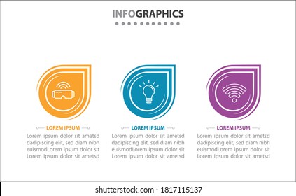 infografías de línea de tiempo con 3 opciones o 3 pasos. Plantilla de vectores. Se puede utilizar para el diagrama de procesos, presentaciones, diseño de flujo de trabajo, banner, diagrama de flujo, gráfico de información.
