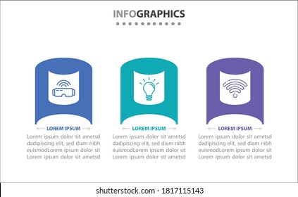 Timeline infographics with 3 options or 3 steps. Vector template. Can be used for process diagram, presentations, workflow layout, banner, flow chart, info graph.