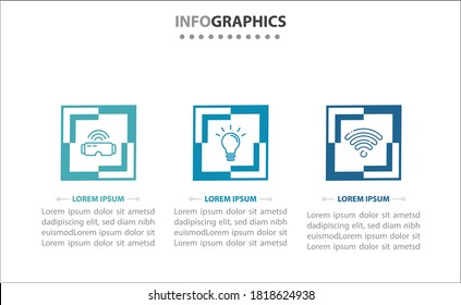 Timeline infographics with 3 options or 3 steps. Vector template. Can be used for process diagram, presentations, workflow layout, banner, flow chart, info graph.