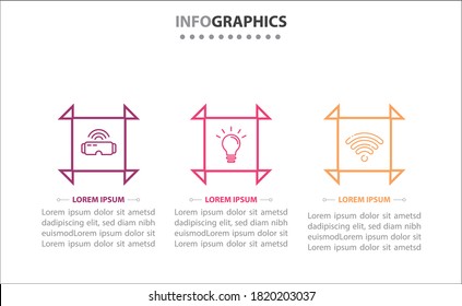 Timeline infographics with 3 options or 3 steps. Vector template. Can be used for process diagram, presentations, workflow layout, banner, flow chart, info graph.